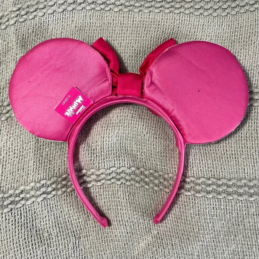 Disney Minnie Mouse Pink Polka Dot Sequin Ears Headband